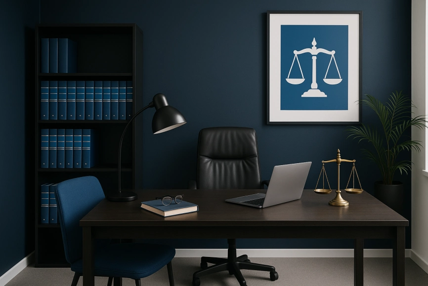 Modern law office interior, inviting and professional